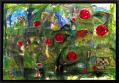 Mauerrosen	 (100x70cm),	1997,	Öl und Pigmente auf Leinwand