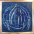 Ich lebe mein Leben (Rainer Maria Rilke)	 (40x40cm),	2001,	Öl und Pigmente auf Leinwand