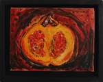 Granatapfel – Querschnitt	 (30x20cm),	1997,	Öl und Pigmente auf Leinwand