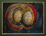 Le Menhir (Paul Celan)	 (80x70cm),	1995,	Öl und Pigmente auf Leinwand
