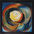 Flügelnacht (Paul Celan)	 (90x90cm),	1996,	Öl und Pigmente auf Leinwand