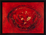 Gralsschale orange	 (40x30cm),	2005,	Öl und Pigmente auf Leinwand